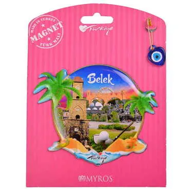 Belek Themed Epoxy Dome Backing Card Souvenir Fridge Magnet - 33