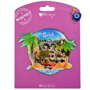 Belek Themed Epoxy Dome Backing Card Souvenir Fridge Magnet - 34