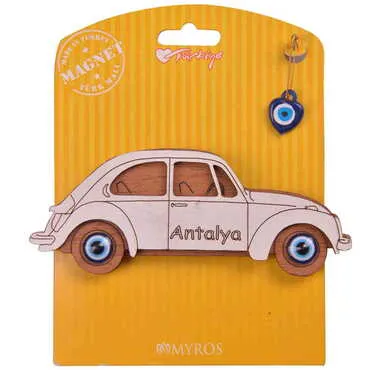 Antalya Themed Wooden Backing Card Souvenir Fridge Magnet - 4
