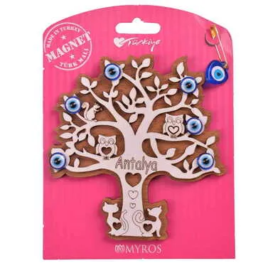 Antalya Themed Wooden Backing Card Souvenir Fridge Magnet - 8