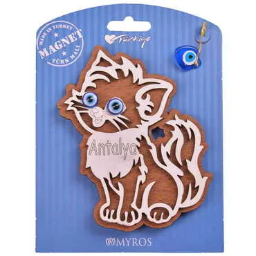 Antalya Themed Wooden Backing Card Souvenir Fridge Magnet - 12