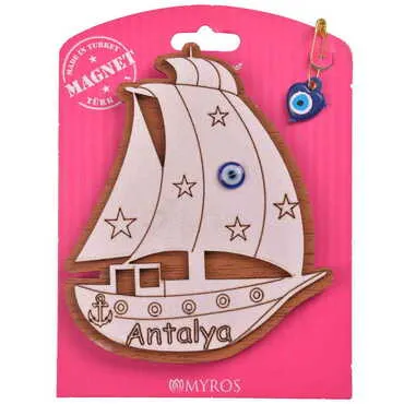 Antalya Themed Wooden Backing Card Souvenir Fridge Magnet - 14