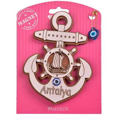 Antalya Themed Wooden Backing Card Souvenir Fridge Magnet - 16