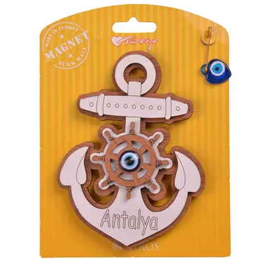 Antalya Themed Wooden Backing Card Souvenir Fridge Magnet - 17