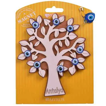 Antalya Themed Wooden Backing Card Souvenir Fridge Magnet - 18