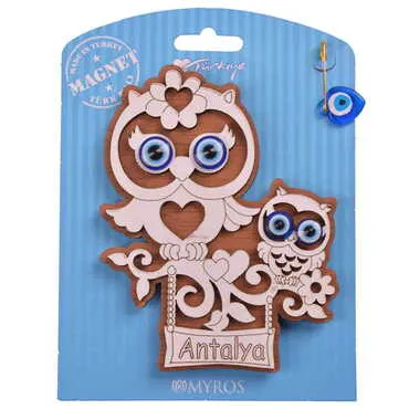 Antalya Themed Wooden Backing Card Souvenir Fridge Magnet - 19