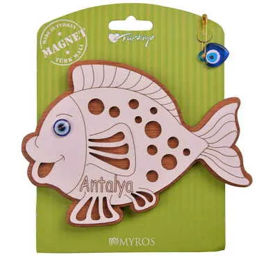 Antalya Themed Wooden Backing Card Souvenir Fridge Magnet - 20
