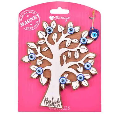 Belek Themed Wooden Backing Card Souvenir Fridge Magnet - 5