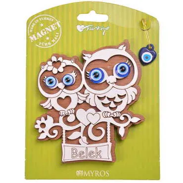 Belek Themed Wooden Backing Card Souvenir Fridge Magnet - 17