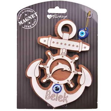 Belek Themed Wooden Backing Card Souvenir Fridge Magnet - 18