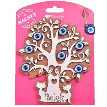 Belek Themed Wooden Backing Card Souvenir Fridge Magnet - 22