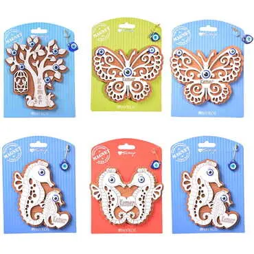 Kemer Themed Wooden Backing Card Souvenir Fridge Magnet - 2
