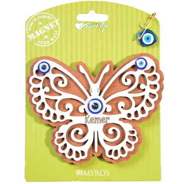 Kemer Themed Wooden Backing Card Souvenir Fridge Magnet - 3