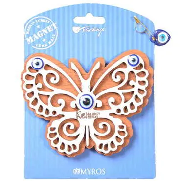 Kemer Themed Wooden Backing Card Souvenir Fridge Magnet - 4