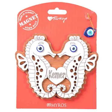 Kemer Themed Wooden Backing Card Souvenir Fridge Magnet - 6