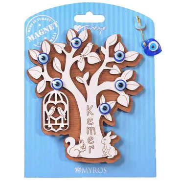 Kemer Themed Wooden Backing Card Souvenir Fridge Magnet - 7