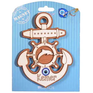 Kemer Themed Wooden Backing Card Souvenir Fridge Magnet - 9