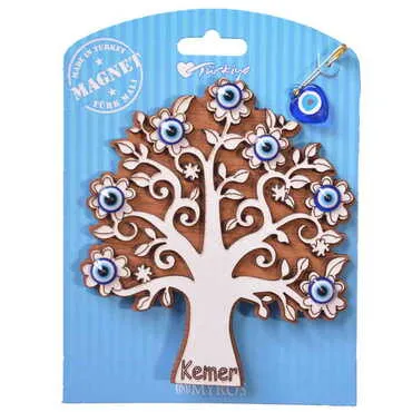 Kemer Themed Wooden Backing Card Souvenir Fridge Magnet - 12