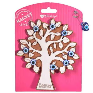 Kemer Themed Wooden Backing Card Souvenir Fridge Magnet - 15