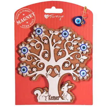 Kemer Themed Wooden Backing Card Souvenir Fridge Magnet - 17