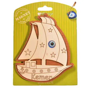 Kemer Themed Wooden Backing Card Souvenir Fridge Magnet - 18