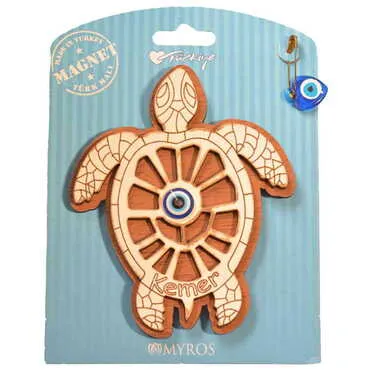 Kemer Themed Wooden Backing Card Souvenir Fridge Magnet - 19