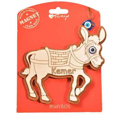 Kemer Themed Wooden Backing Card Souvenir Fridge Magnet - 20