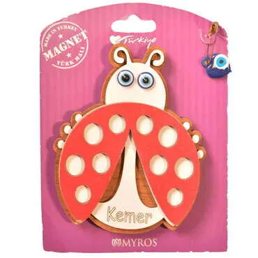 Kemer Themed Wooden Backing Card Souvenir Fridge Magnet - 23