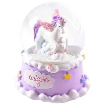 Glass Polyester Snow Ball Unicorn No:31 Medium Size - 4