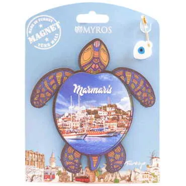 Marmaris Themed Wooden Backing Carded Serie C Fridge Magnet - 3