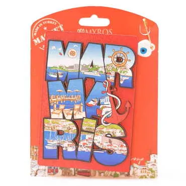 Marmaris Themed Wooden Backing Carded Serie C Fridge Magnet - 6