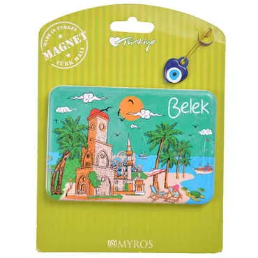 Belek Themed Plastic Base UV Printed Custom Backing Carded Fridge Magnet - 9