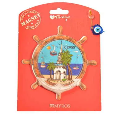 Kemer Themed Plastic Base UV Printed Custom Backing Carded Fridge Magnet - 32