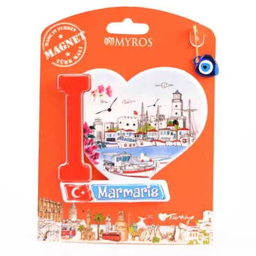 Toptan Marmaris Temalı Uv Baskılı Kartonetli Plastik Magnet - 20