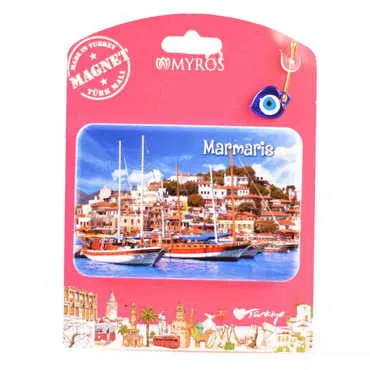 Toptan Marmaris Temalı Uv Baskılı Kartonetli Plastik Magnet - 23