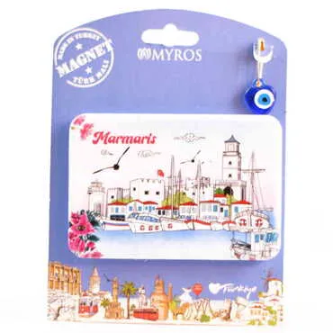Toptan Marmaris Temalı Uv Baskılı Kartonetli Plastik Magnet - 24