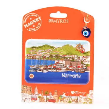 Toptan Marmaris Temalı Uv Baskılı Kartonetli Plastik Magnet - 25