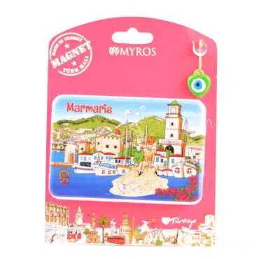 Toptan Marmaris Temalı Uv Baskılı Kartonetli Plastik Magnet - 26