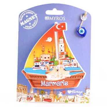 Toptan Marmaris Temalı Uv Baskılı Kartonetli Plastik Magnet - 27