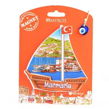 Toptan Marmaris Temalı Uv Baskılı Kartonetli Plastik Magnet - 28
