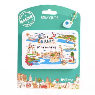 Toptan Marmaris Temalı Uv Baskılı Kartonetli Plastik Magnet - 41