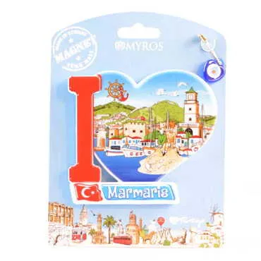 Toptan Marmaris Temalı Uv Baskılı Kartonetli Plastik Magnet - 42