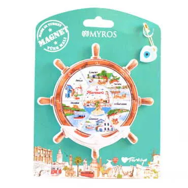 Toptan Marmaris Temalı Uv Baskılı Kartonetli Plastik Magnet - 45