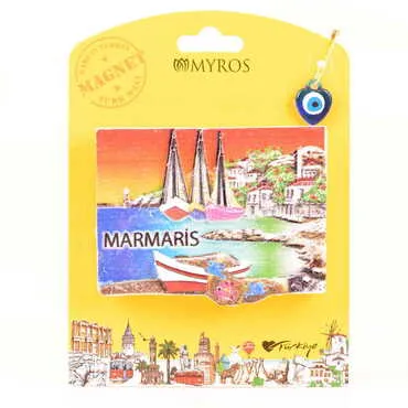 Toptan Marmaris Temalı Uv Baskılı Kartonetli Plastik Magnet - 48
