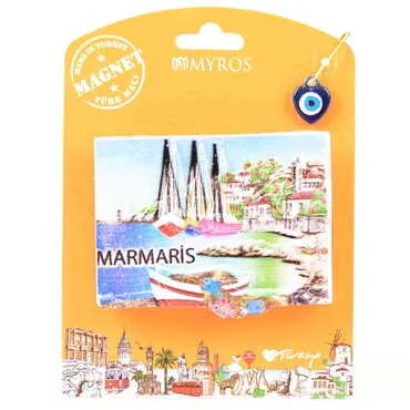Toptan Marmaris Temalı Uv Baskılı Kartonetli Plastik Magnet - 49