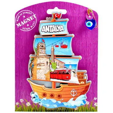 Toptan Antalya Temalı Uv Baskılı Kartonetli Ahşap Magnet - 5