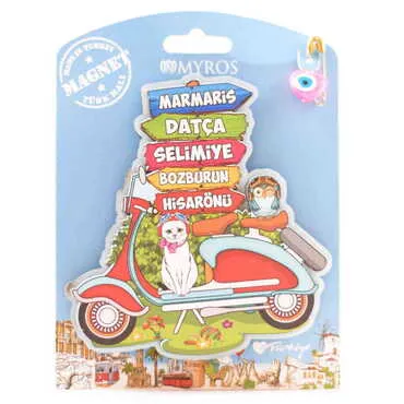 Marmaris Region Themed Wooden UV Printed Custom Backing Carded Fridge Magnet - 7