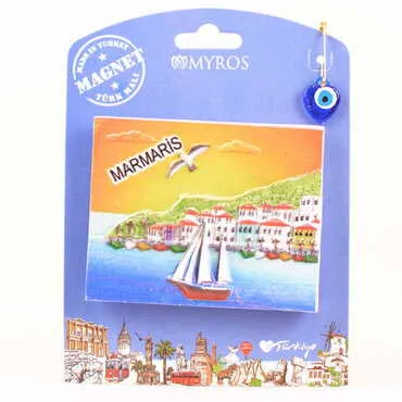 Toptan Marmaris Temalı Kartonetli UV Polyester Magnet - 8