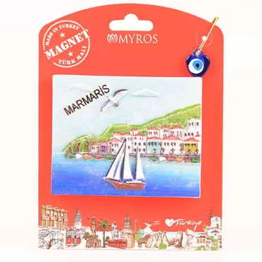 Toptan Marmaris Temalı Kartonetli UV Polyester Magnet - 9