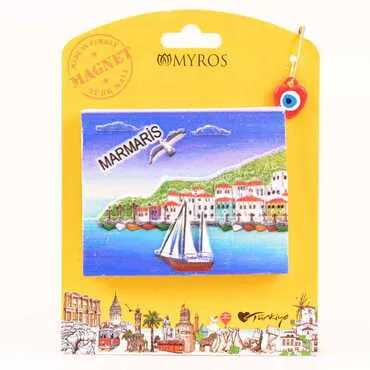 Toptan Marmaris Temalı Kartonetli UV Polyester Magnet - 10